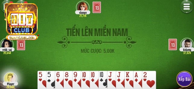 Tiến Lên Miền Nam tại Hit Club với giao diện đẹp mắt