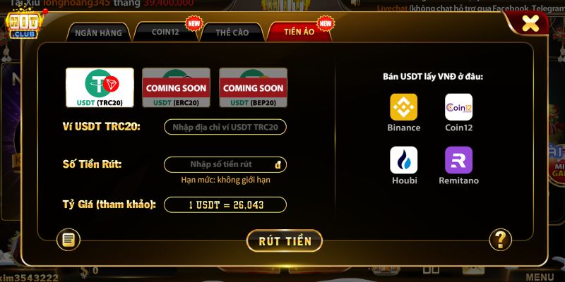 Có nhiều phương thức rút tiền để anh em lựa chọn